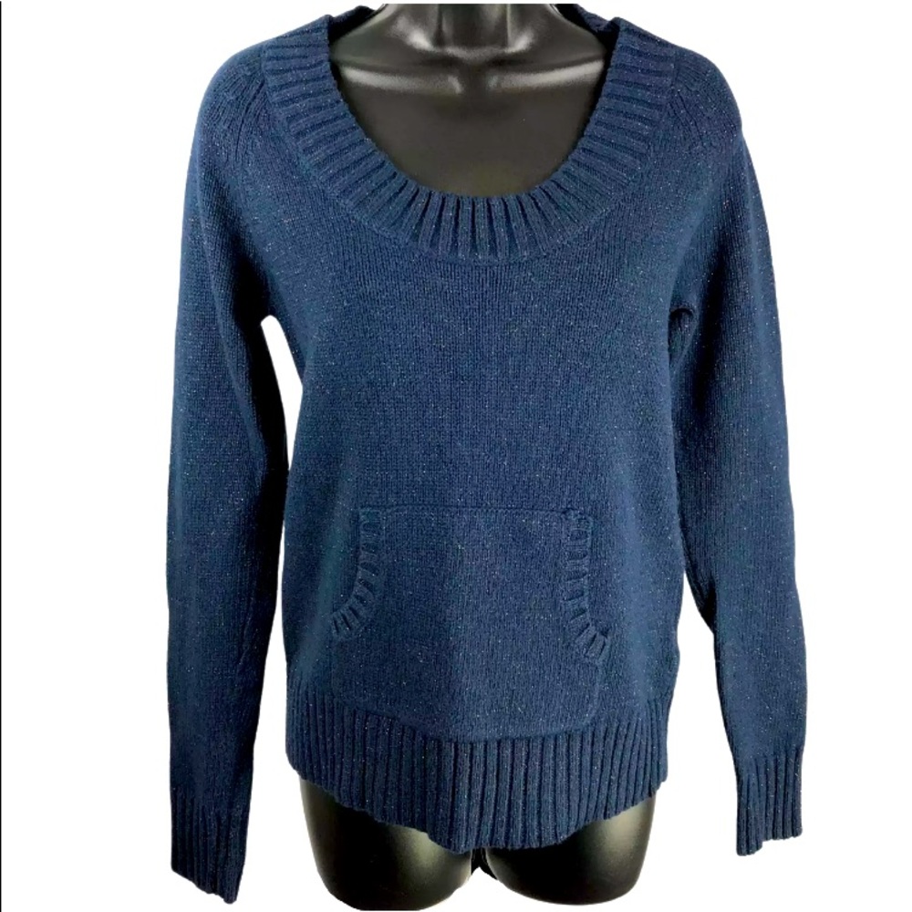 New W/O  Tags Blue Sweater Metallic with Pocket